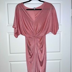 Fashion Nova- Pink Wrap Midi Dress